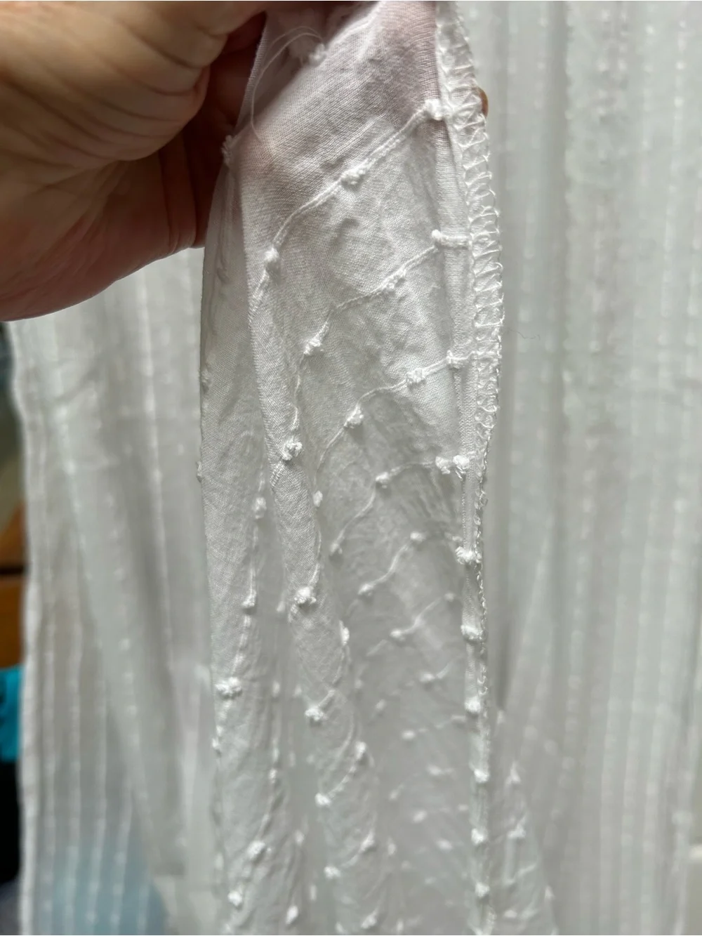 SemiSheer Long White Nubby Pinstripe Curtain Panels, 1Pair. TabTop. Gorgeous!